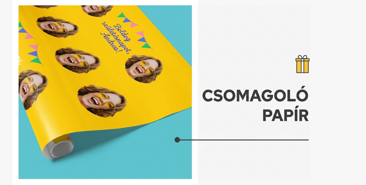 Személyre szabott ajándékcsomagoló papír