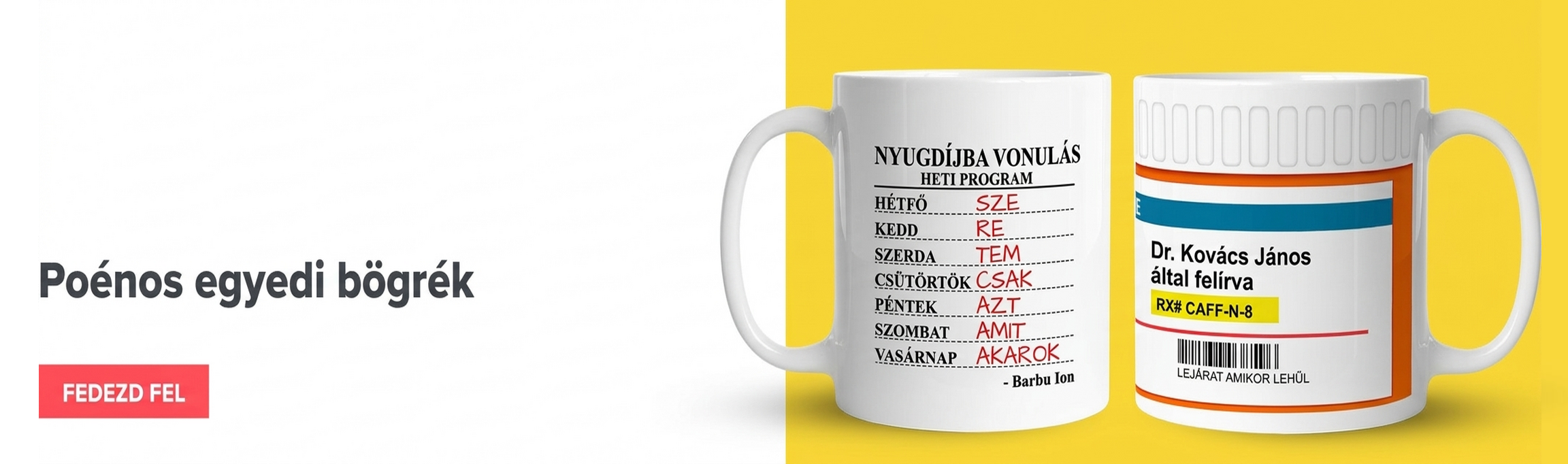 Vicces üzenetekkel ellátott bögrék