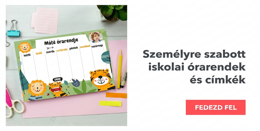 Órarendek, öntapadó címkék és könyvjelzők iskolák számára