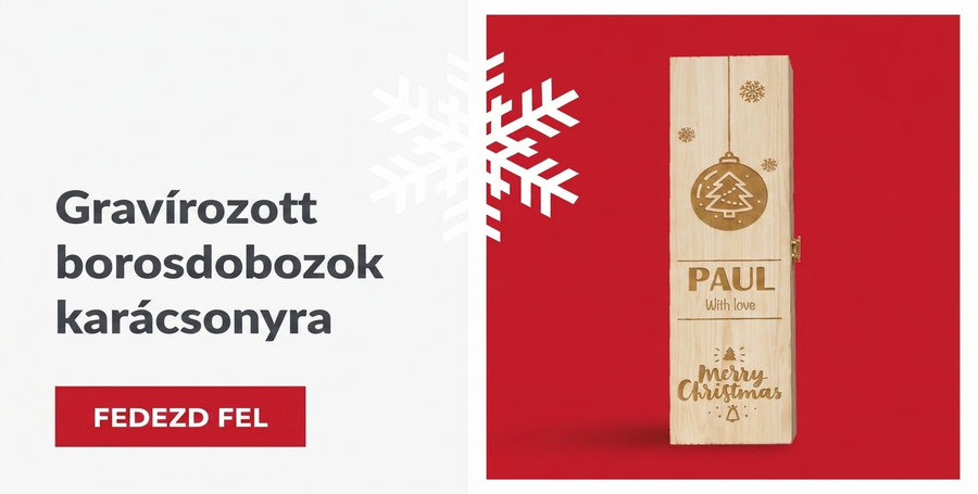 Gravírozott karácsonyi borosdobozok