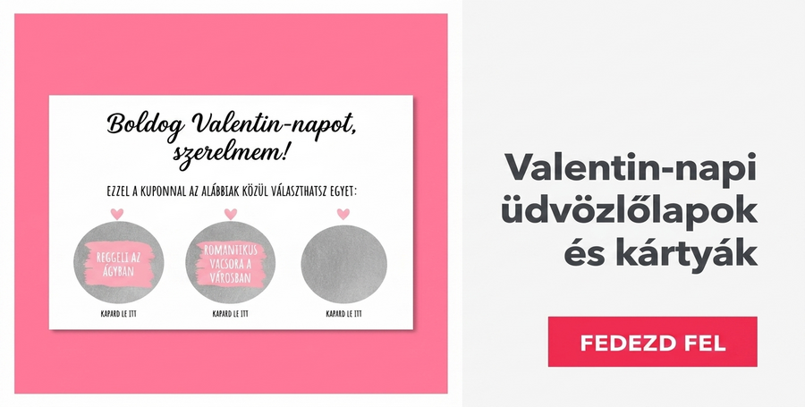 Üdvözlőkártyák, mágnesek és kártyák Valentin-napra