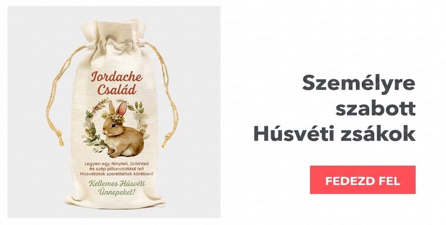Személyre szabott táskák húsvéti borosüvegekhez