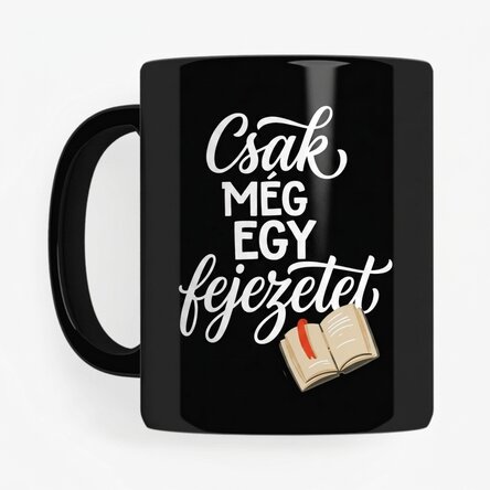 Személyre szabott fekete bögre a szövegeddel és neveddel - Még egy fejezet