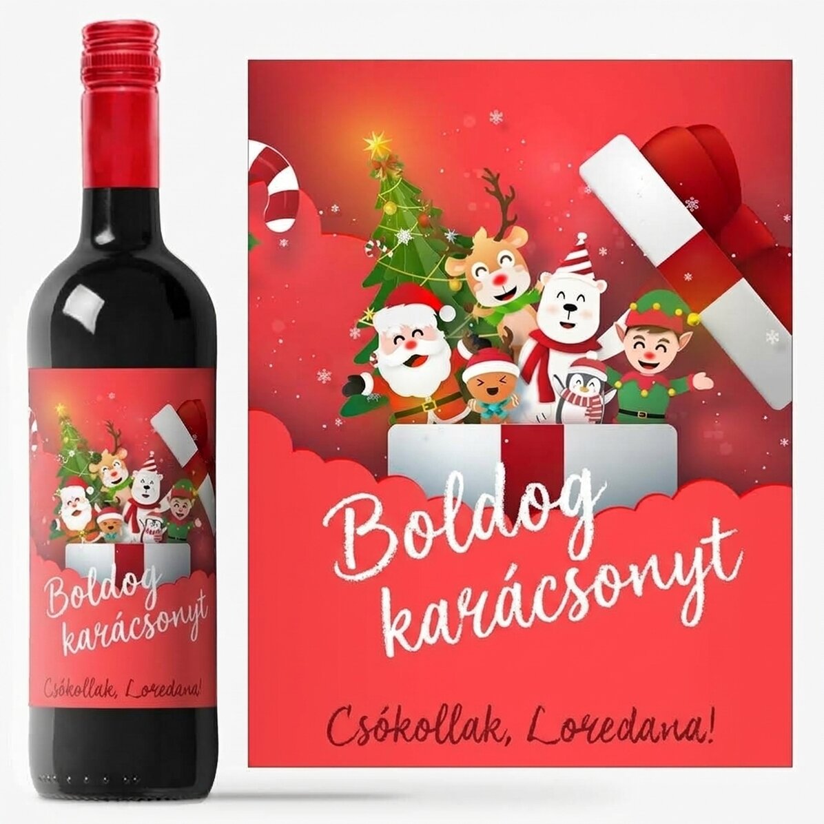Személyre szabott bor szöveggel - Mikulás és barátai