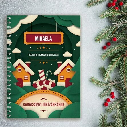 Személyre szabott jegyzetfüzet szöveggel - A karácsony varázsa