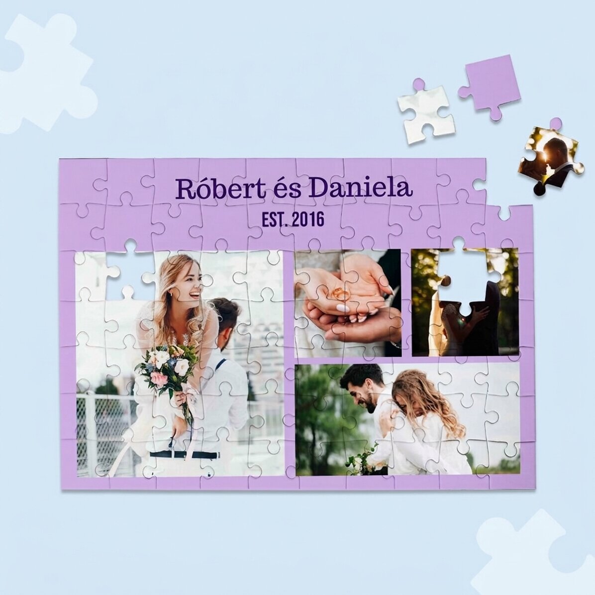 Személyre szabott puzzle 4 fotóval és szöveggel, 28x19 cm - Édes emlékek