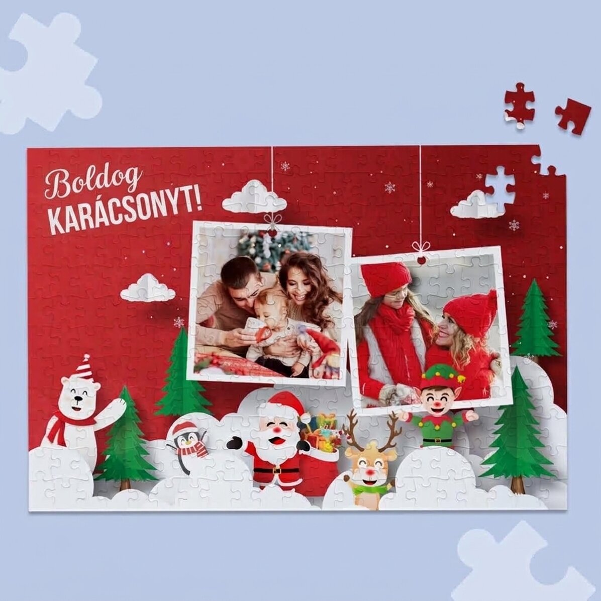 Személyre szabott puzzle 2 fotóval, 40x28,5 cm - Boldog karácsonyt!