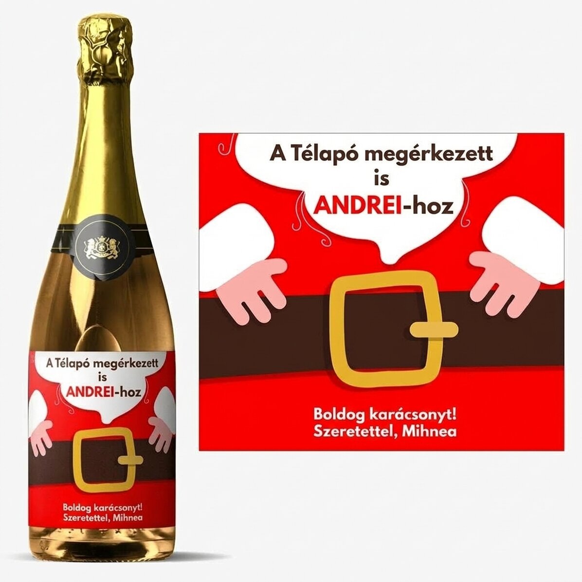 Személyre szabott pezsgő szöveggel - Megérkezett a Mikulás