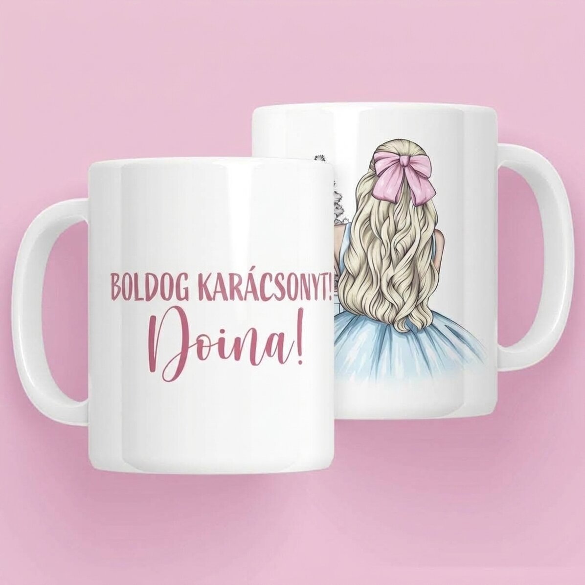 Személyre szabott bögre névvel - Karácsonyi hercegnő kék