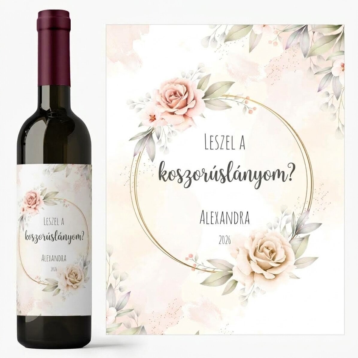 Személyre szabott bor szöveggel - Leszel a koszorúslányom?