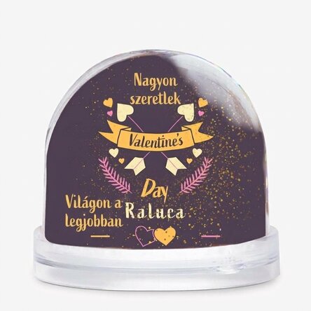 Személyre szabott asztali földgömb fotóval és szöveggel - Valentin-nap