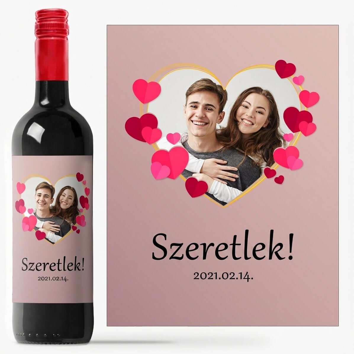Személyre szabott bor szöveggel és fotóval - Szerelmes