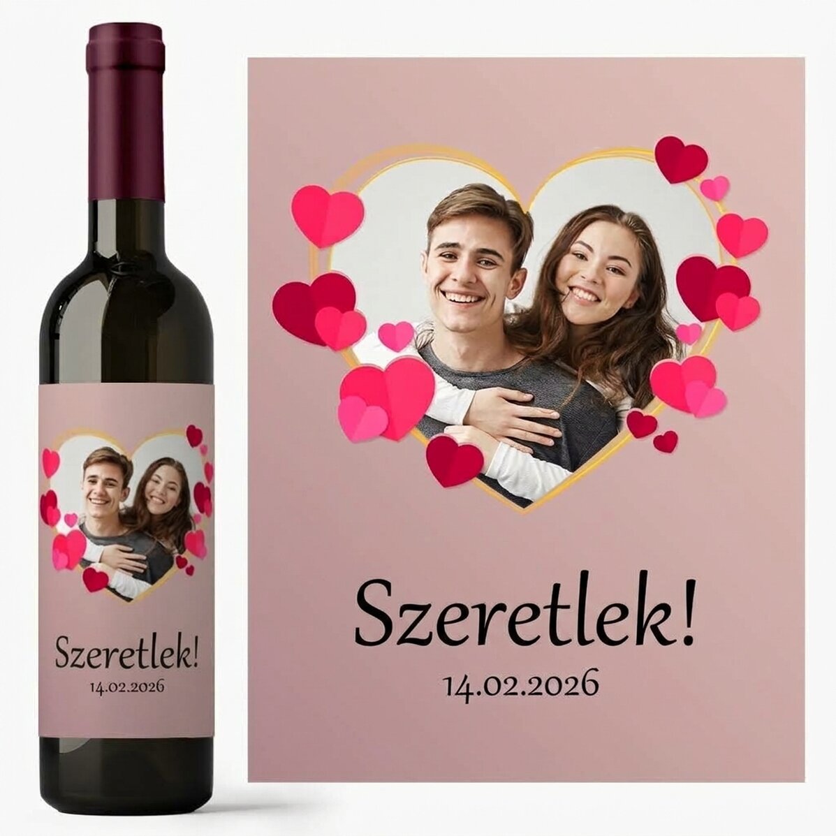 Személyre szabott bor szöveggel és fotóval - Szerelmes