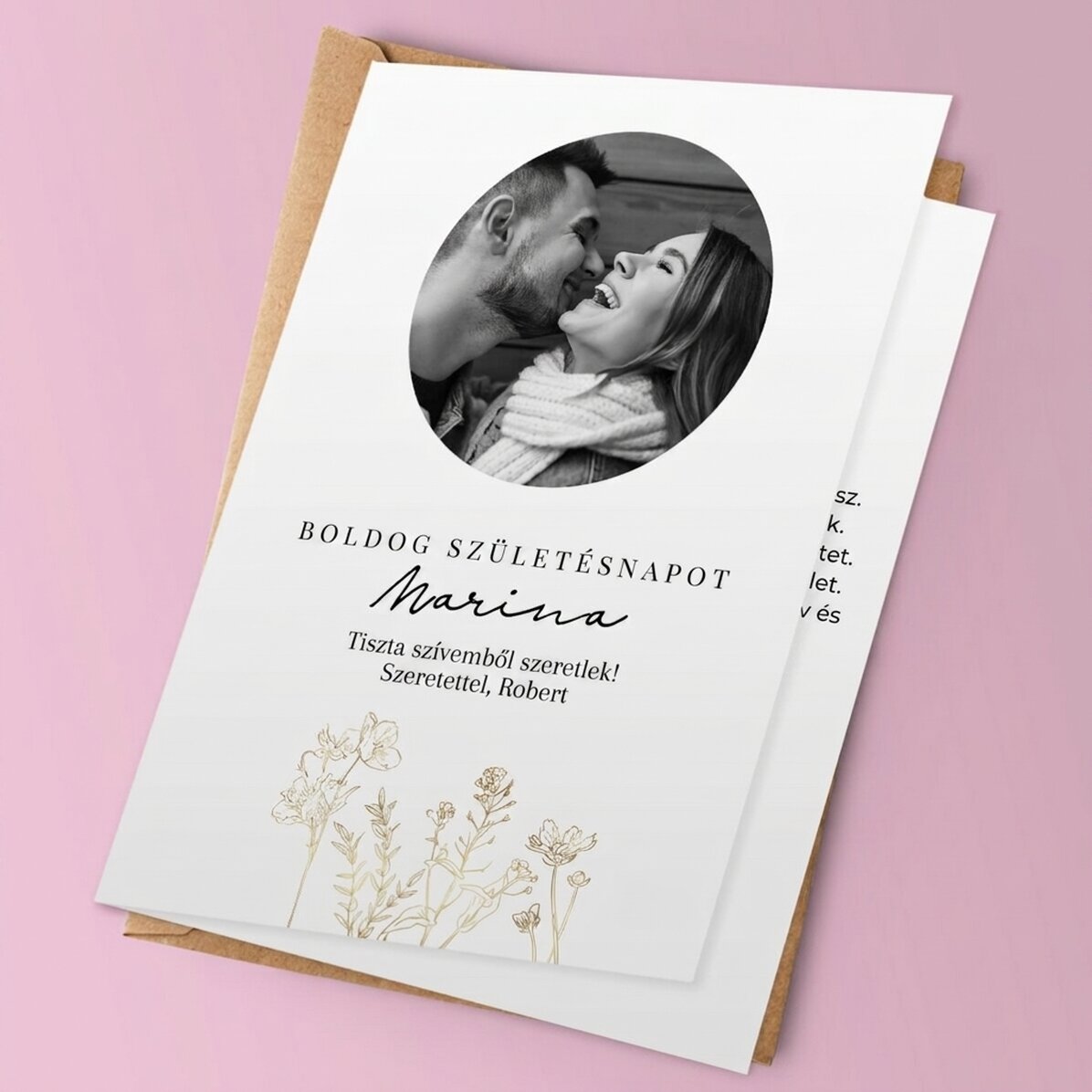 Személyre szabott üdvözlőkártya fotóval és szöveggel - Elegance