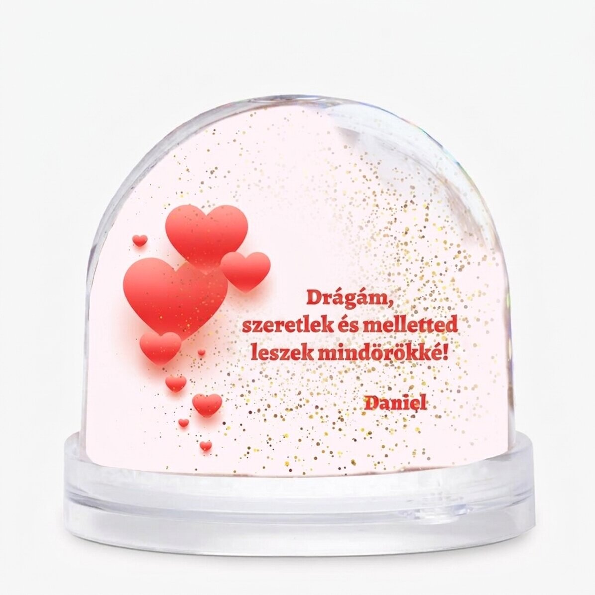 Személyre szabott asztali földgömb fotóval és szöveggel – Szerelmi vallomás