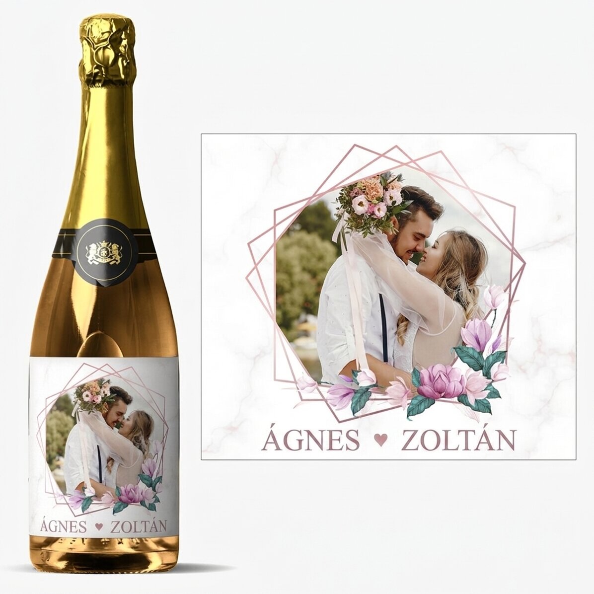 Személyre szabott pezsgő fotóval és szöveggel – Pillanatok kettesben