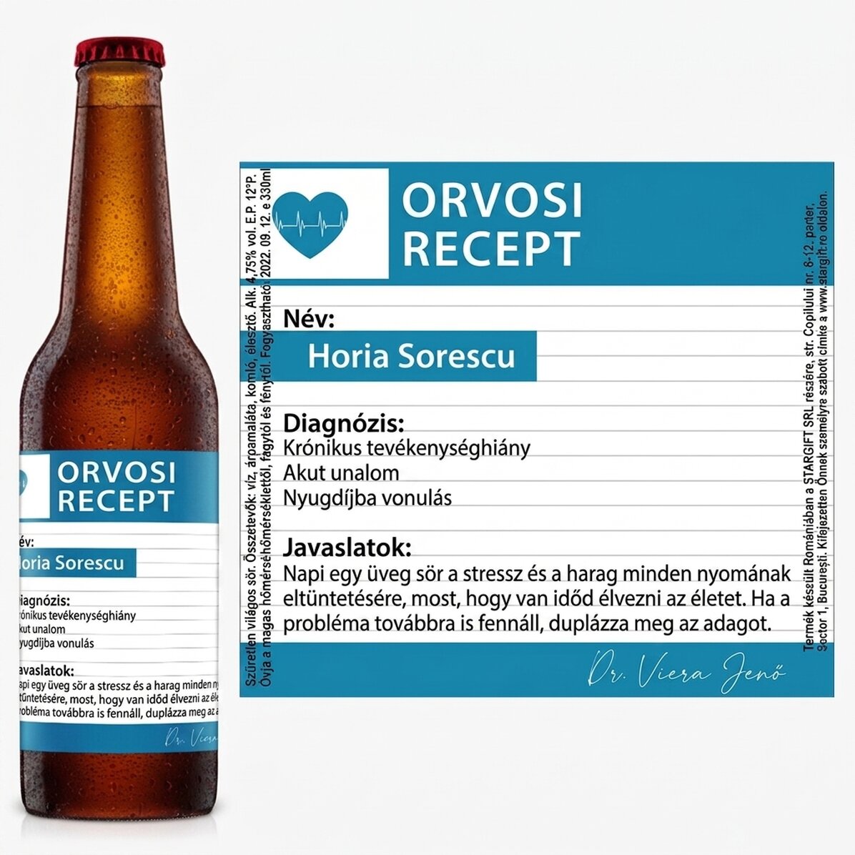 Személyre szabott sör szöveggel - Orvosi recept