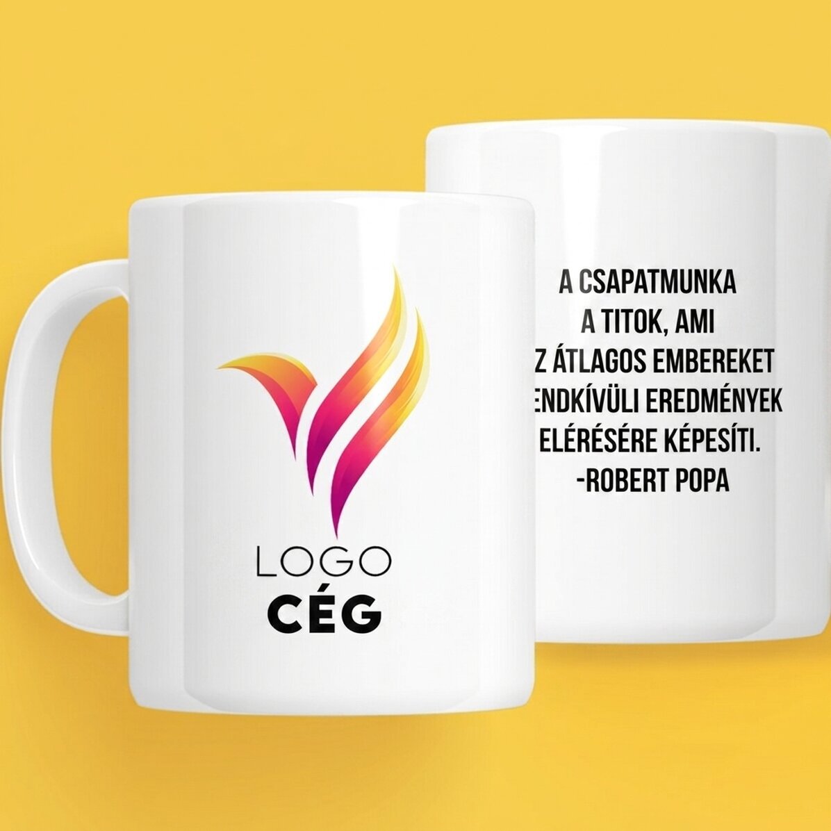 Személyre szabott bögre logóval és szöveggel