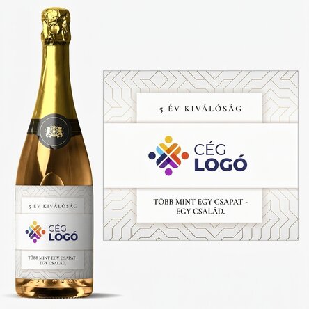 Személyre szabott pezsgő szöveggel, fehér változat - Márka évforduló