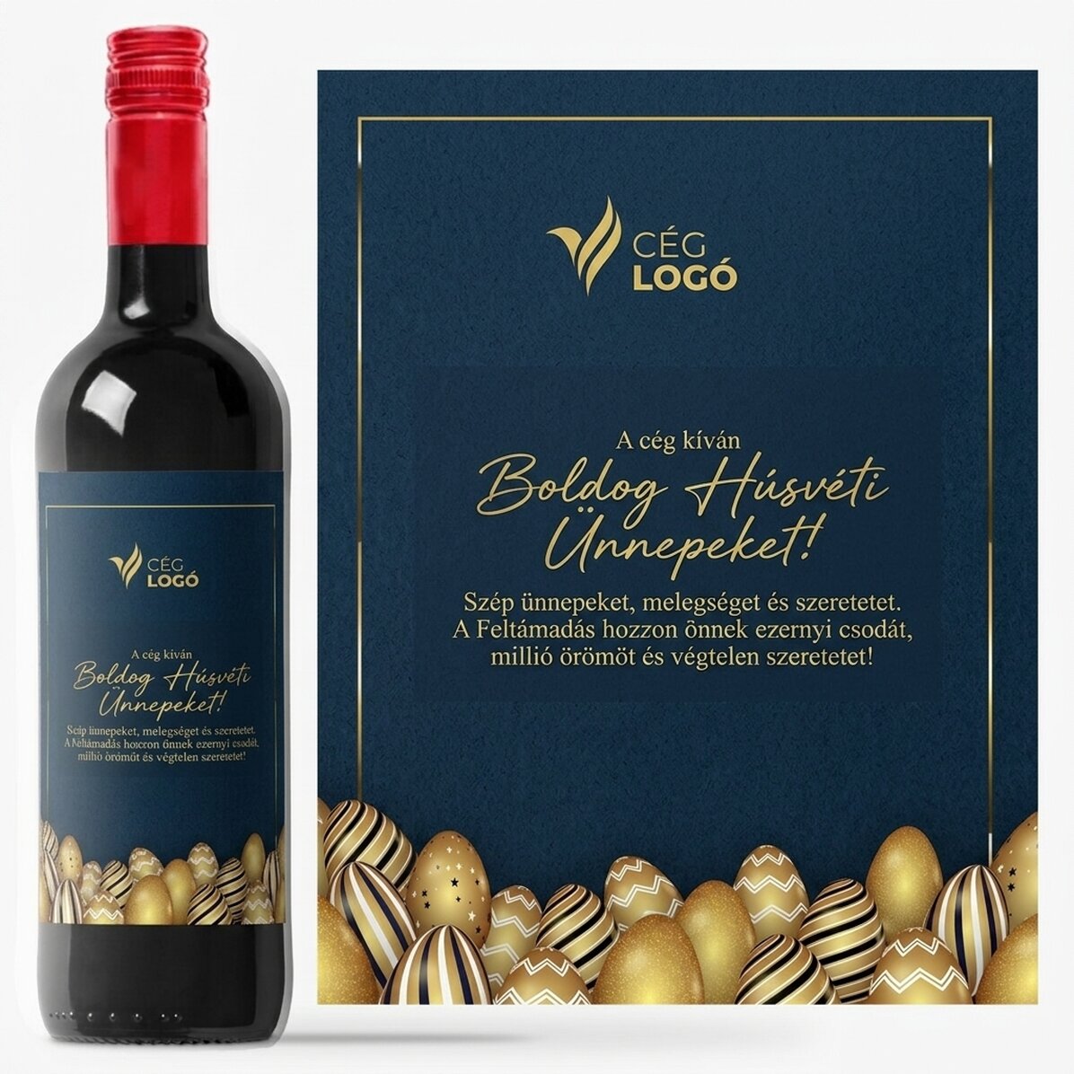 Húsvéti személyre szabott bor logóval és szöveggel