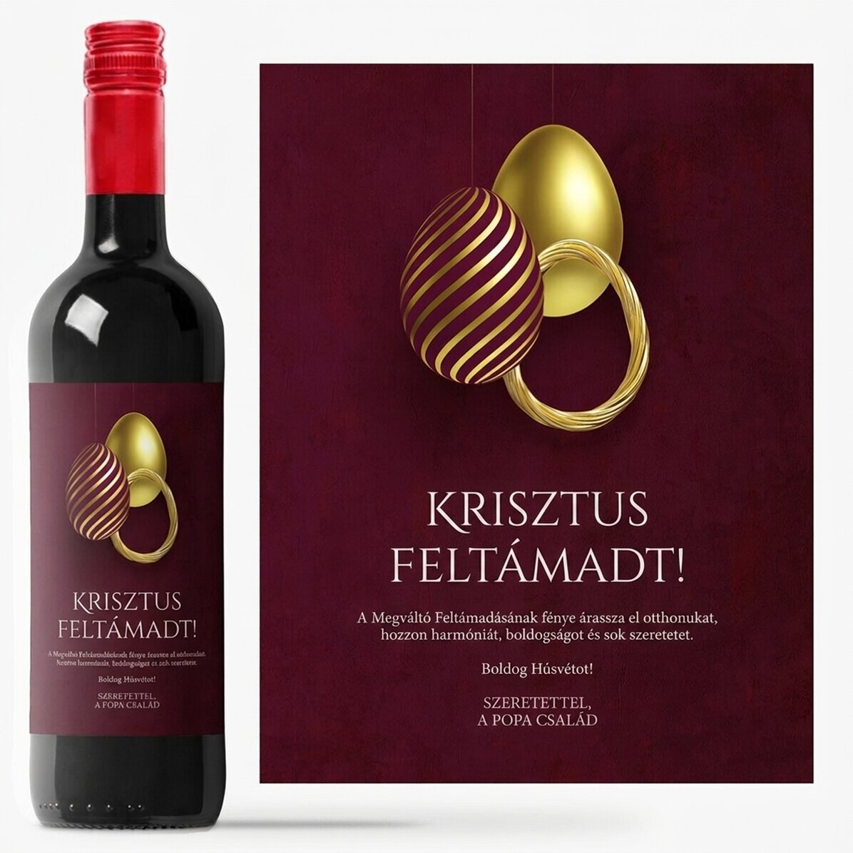 Személyre szabott bor szöveggel húsvétra – Krisztus feltámadt!