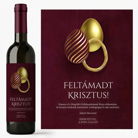 Személyre szabott bor szöveggel húsvétra – Krisztus feltámadt!
