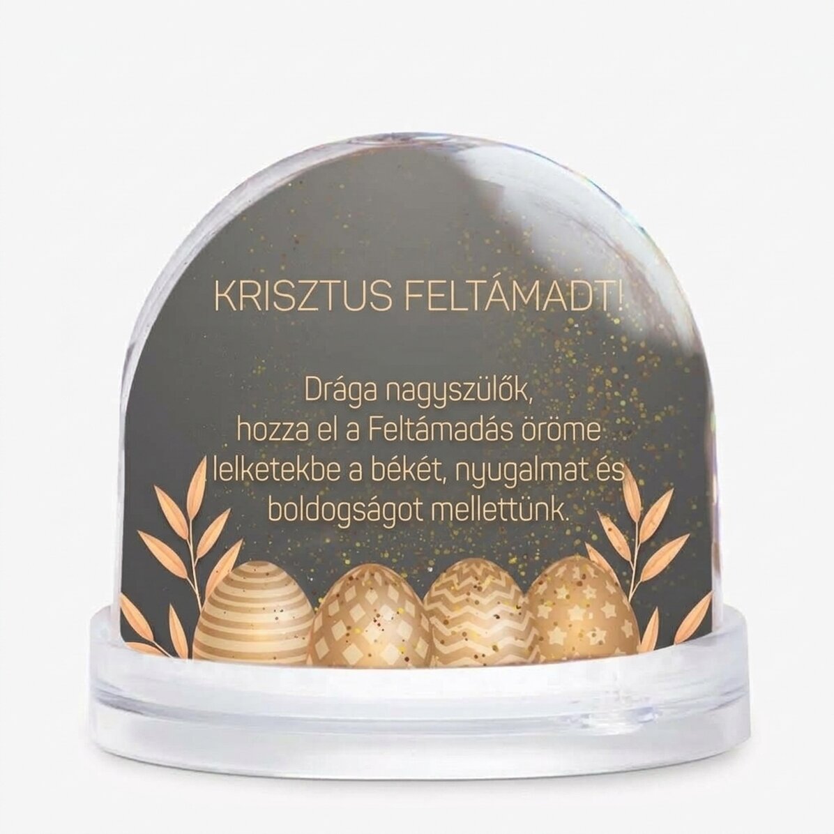 Személyre szabott asztali földgömb fotóval és szöveggel – Boldog húsvétot!