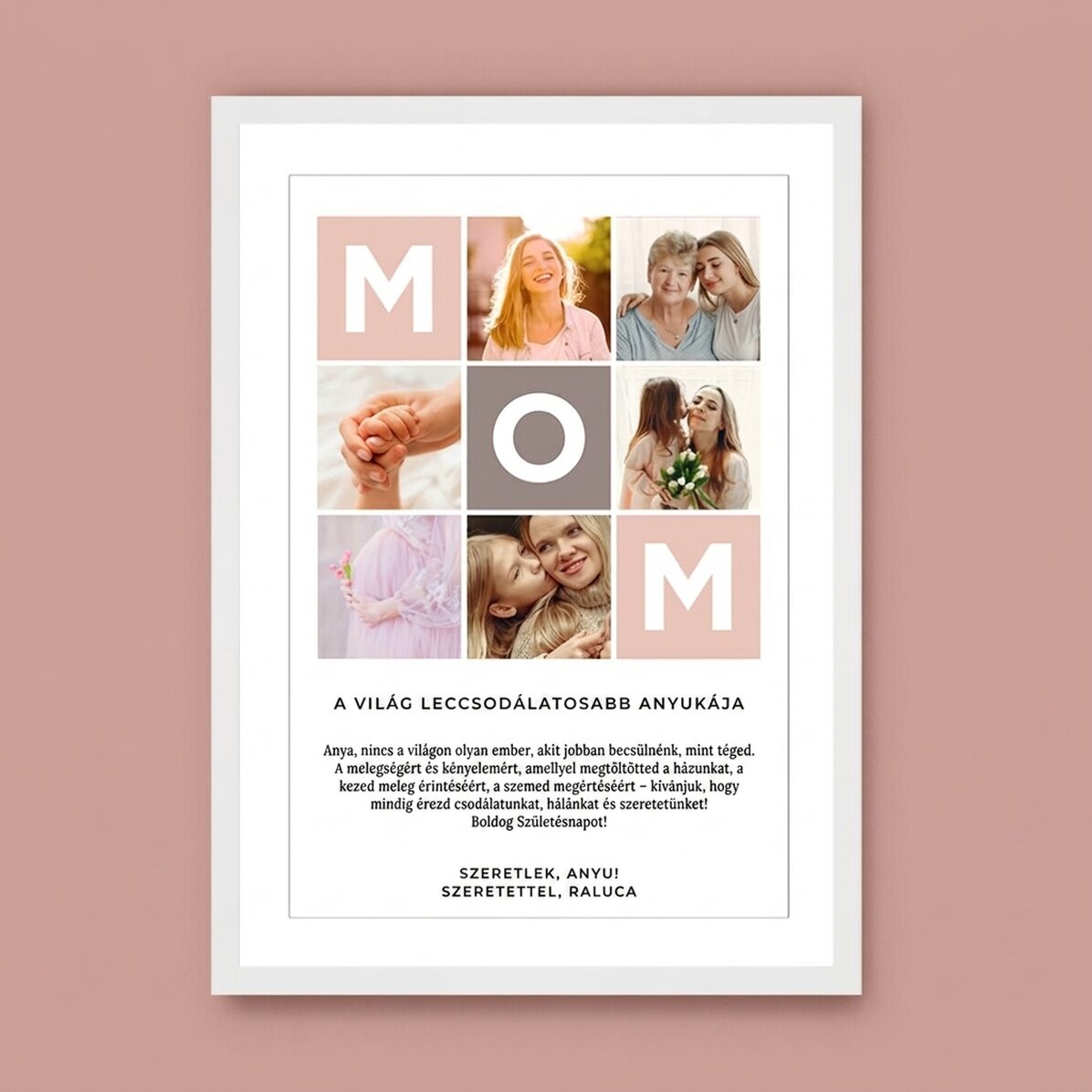 Személyre szabott vászon text és 6 fotóval - MOM