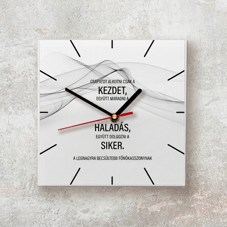 Személyre szabott négyzet alakú óra szöveggel - Siker