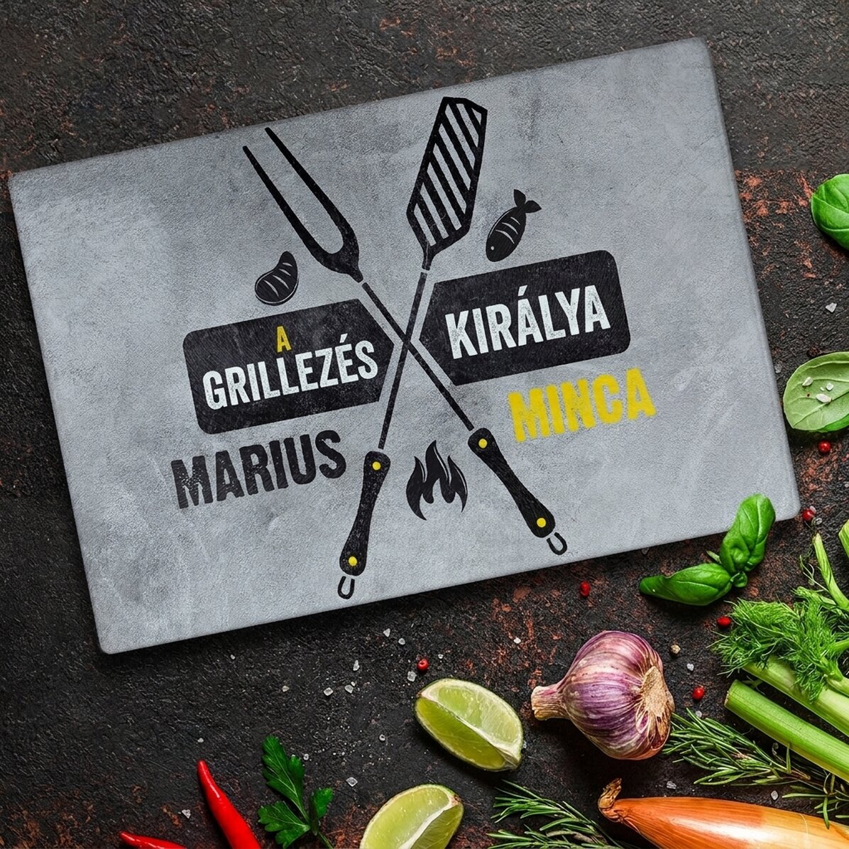 Személyre szabott üveg aprító szöveggel - A grill királya