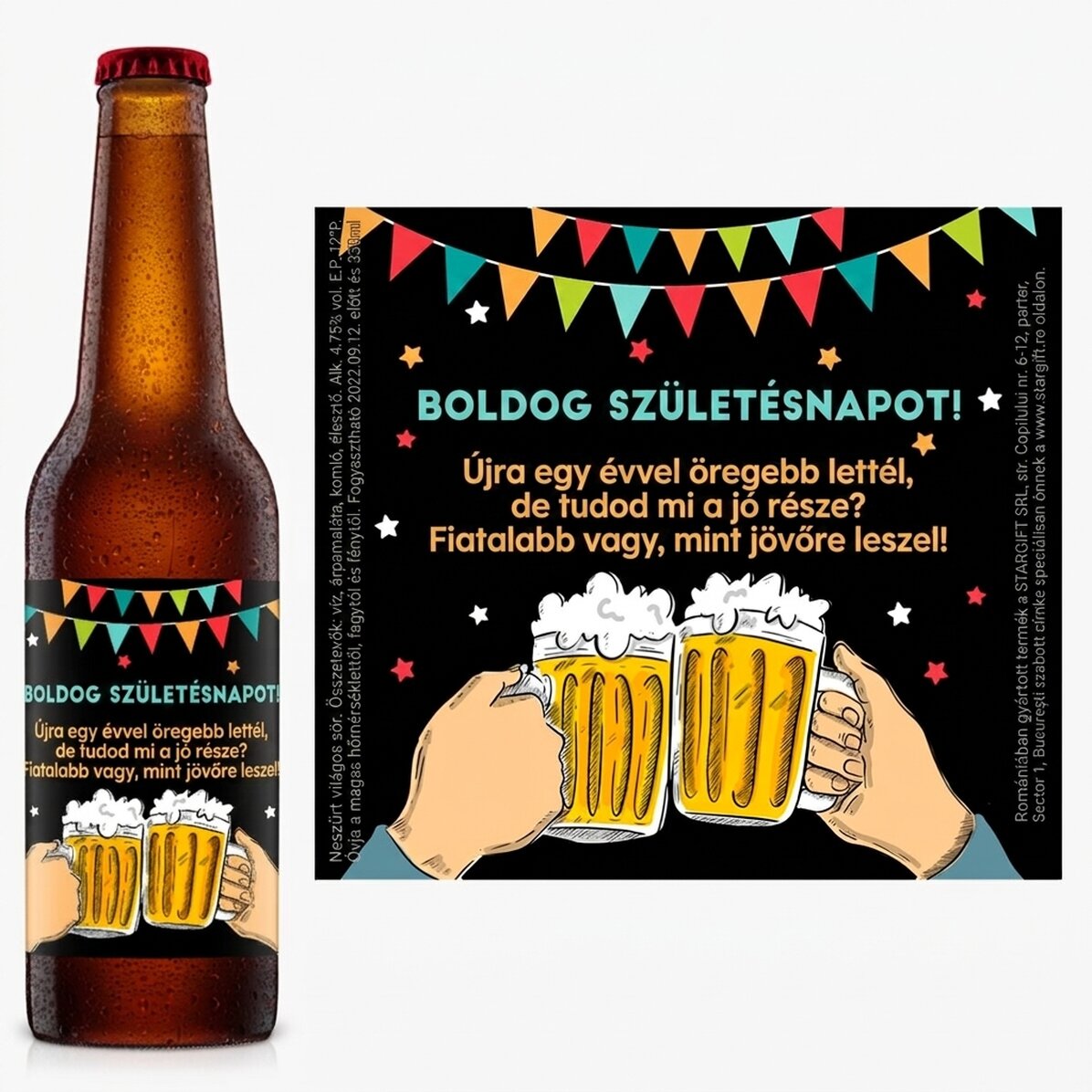 Személyre szabott sör vicces üzenettel – Boldog születésnapot!
