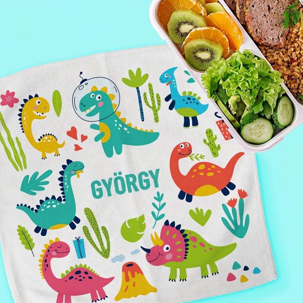 Személyre szabott törölköző szöveggel gyerekeknek - Dinosaurusok