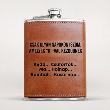 Személyre szabott, bőrborítású flaska – Csak azt iszom...
