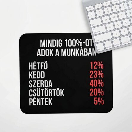 Személyre szabott egérpad szöveggel - 100% a munkahelyen
