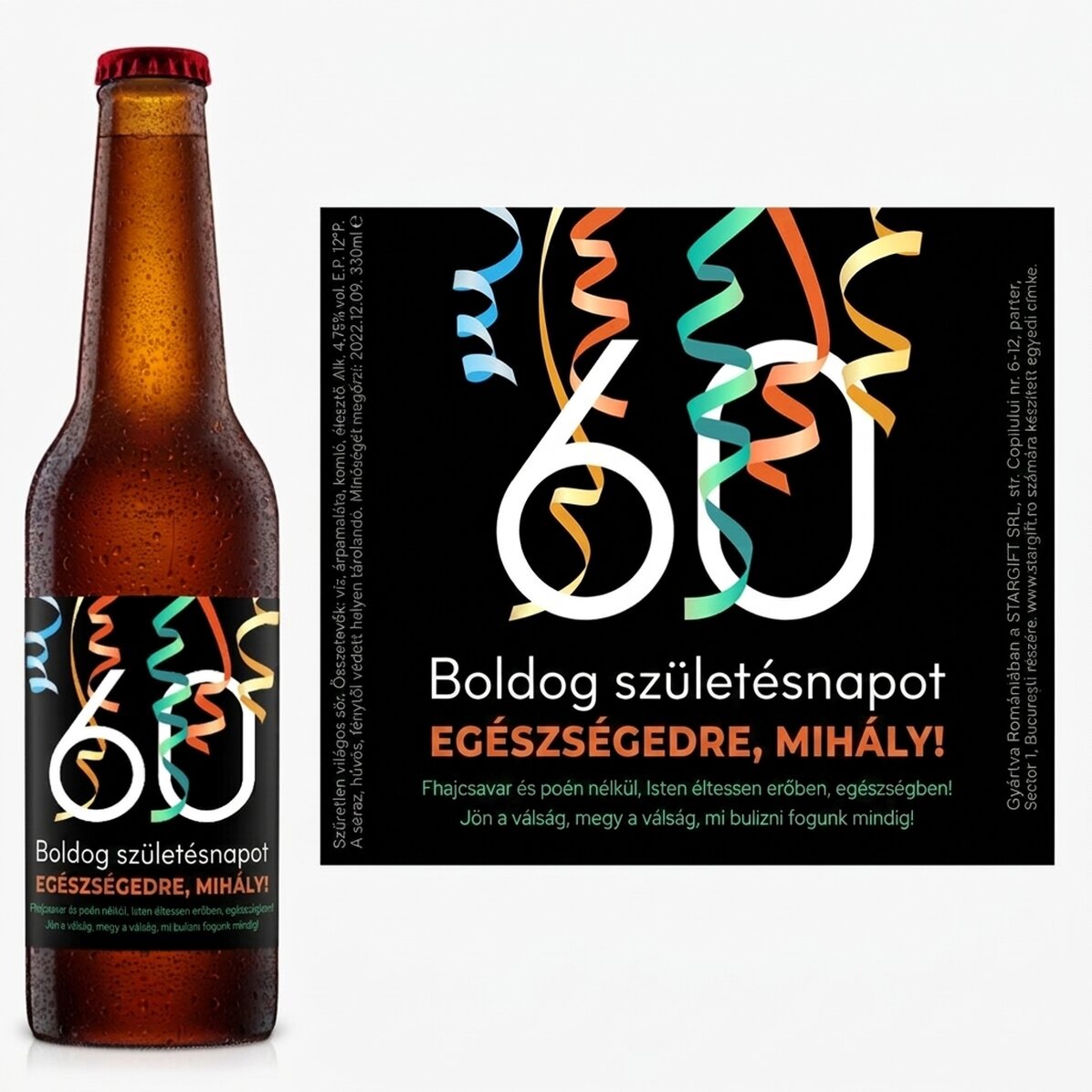 Személyre szabott sör szöveggel - Egészségedre!
