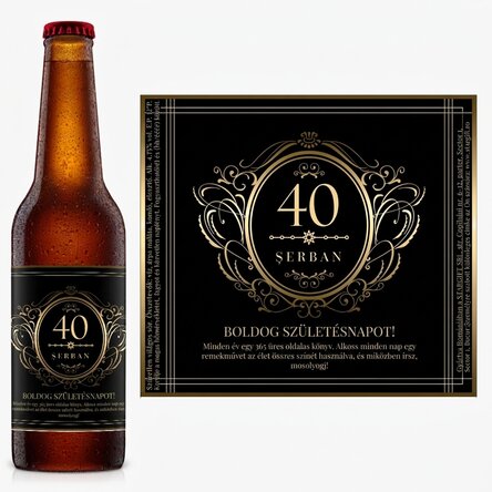 Személyre szabott sör szöveggel - Boldog 40. születésnapot!