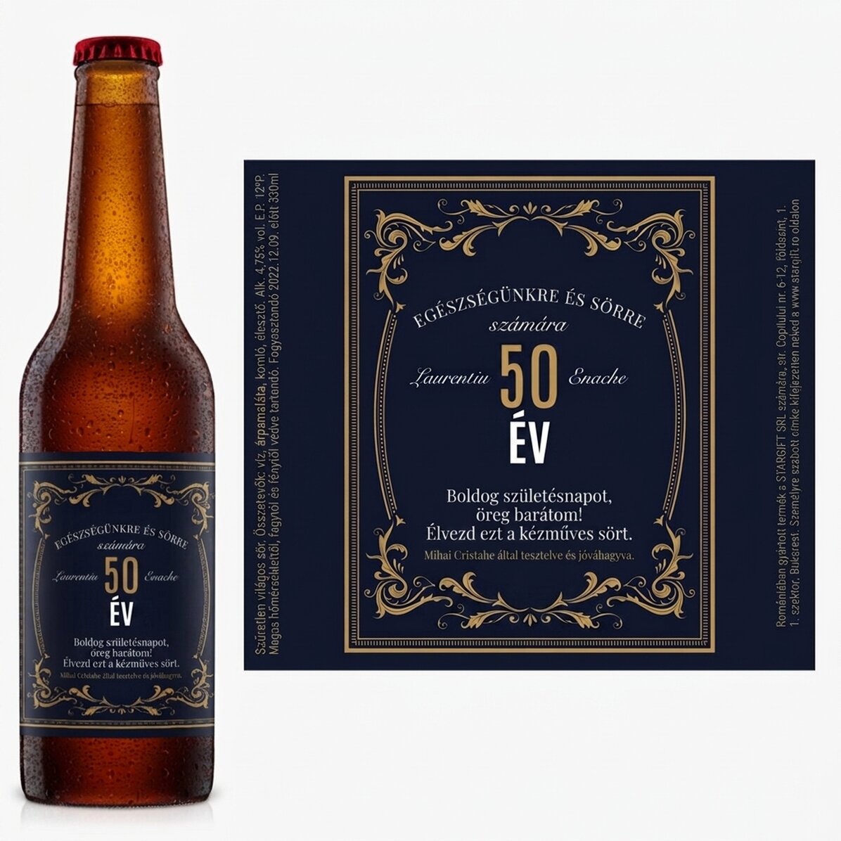 Személyre szabott sör szöveggel - Vintage 50