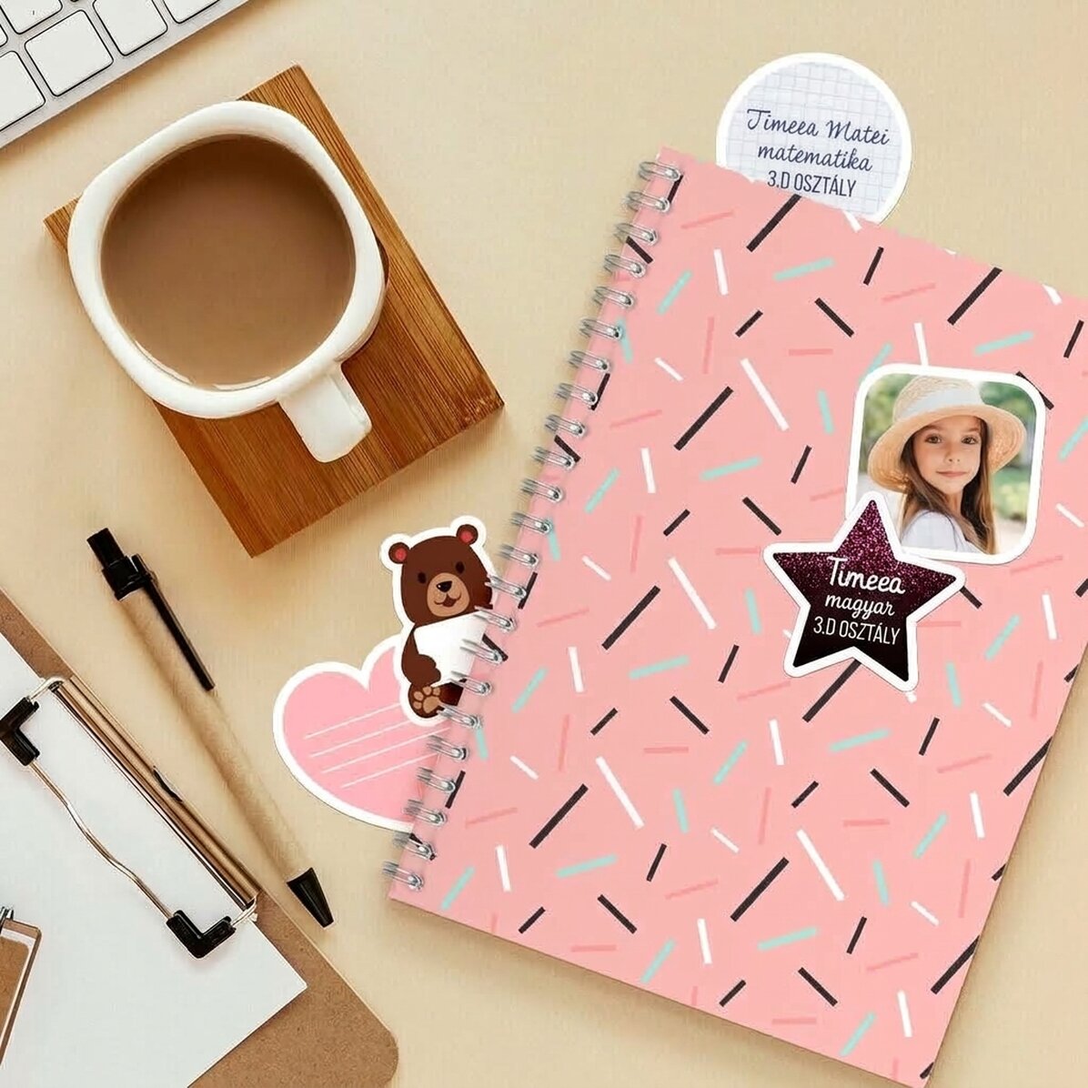 6 darabos egyedi matricakészlet (önragasztó címkék) iskolába - Cute