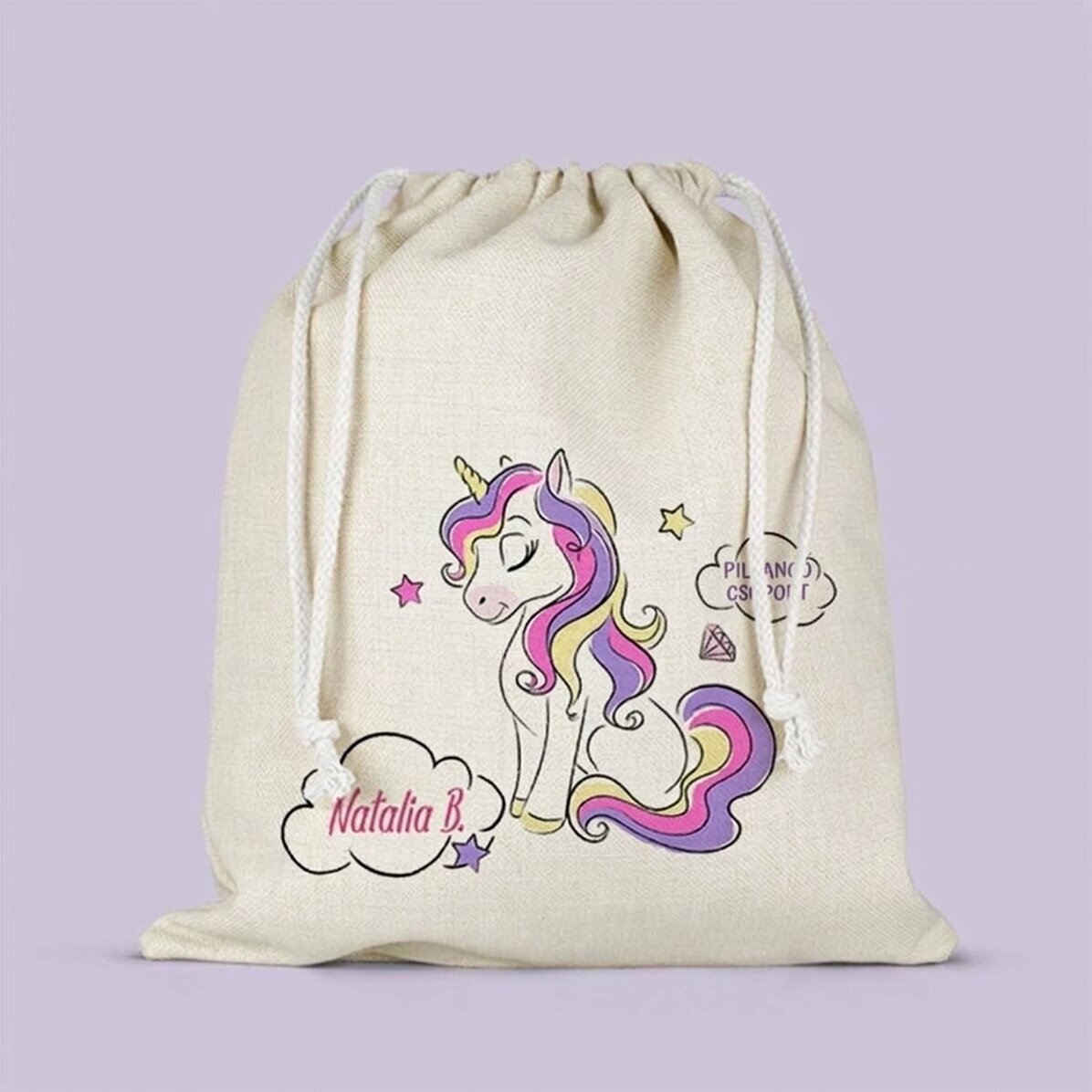 Személyre szabott bölcsődei táska szöveggel - Unicorn
