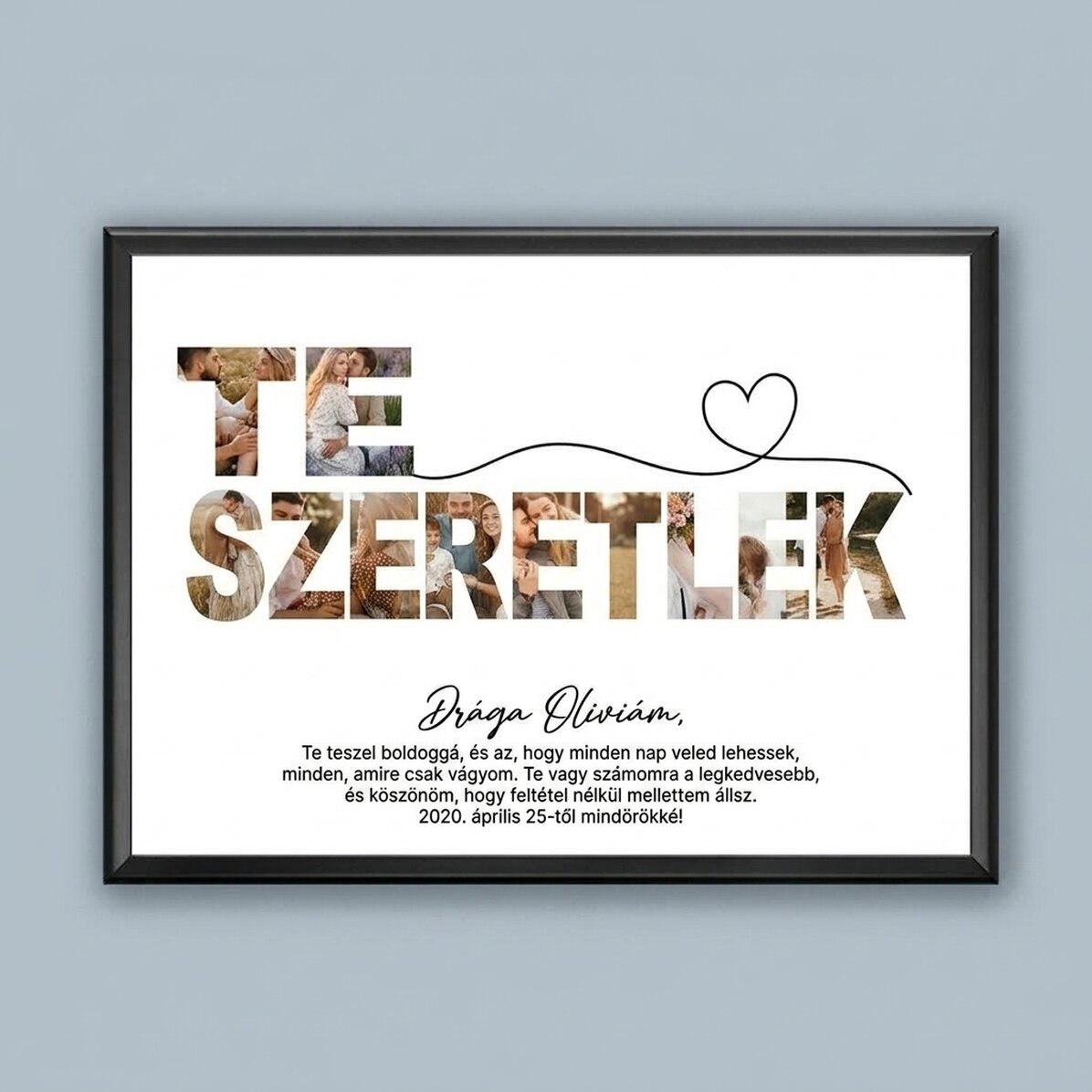Személyre szabott tájkép vászon 8 fotóval és szöveggel - Szeretlek