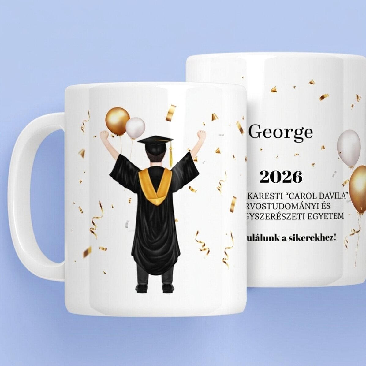 Személyre szabott bögre szöveggel - Az ő diplomája