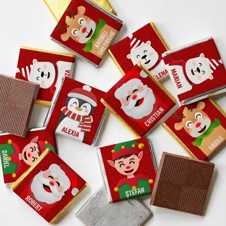 10 darabos mini csokoládé szett, névvel személyre szabva – Boldog karácsonyt!