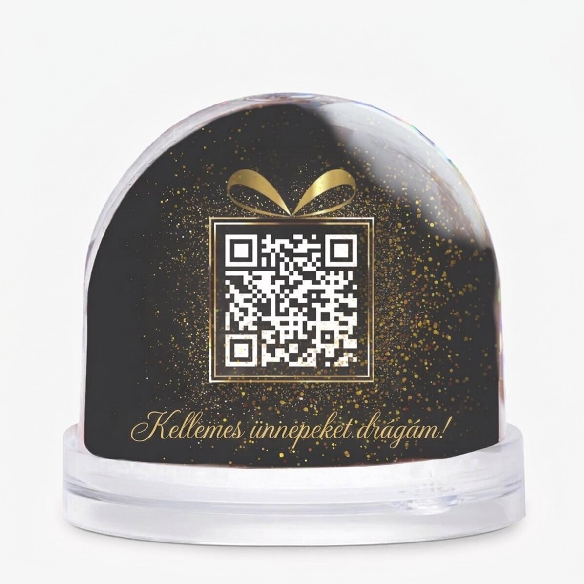 Személyre szabott asztali földgömb fotóval, üzenettel és QR-kóddal
