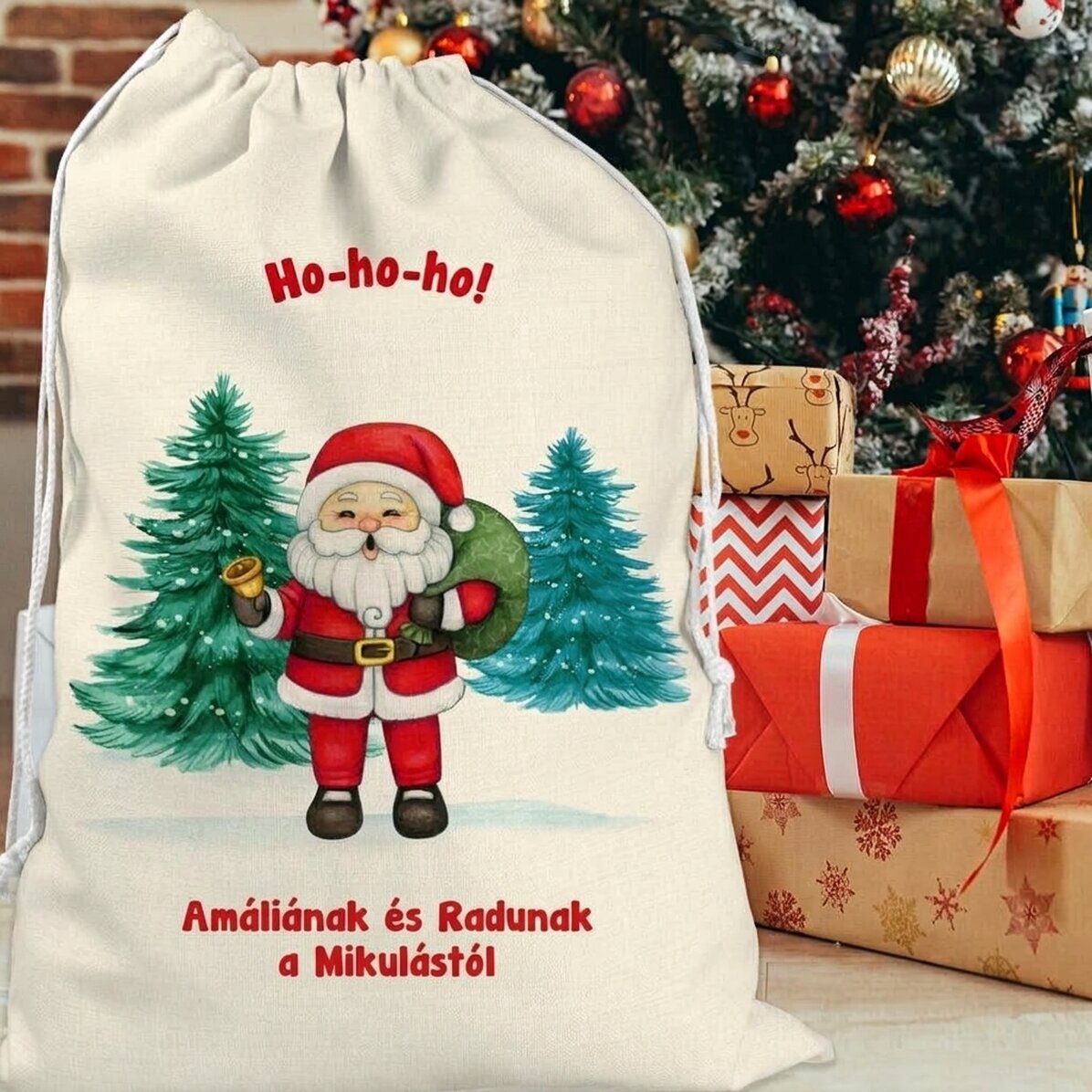Személyre szabott ajándékzsák szöveggel - A Mikulástól