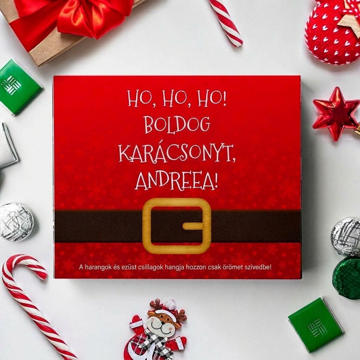Személyre szabott édességes doboz szöveggel - Ho, ho, ho!