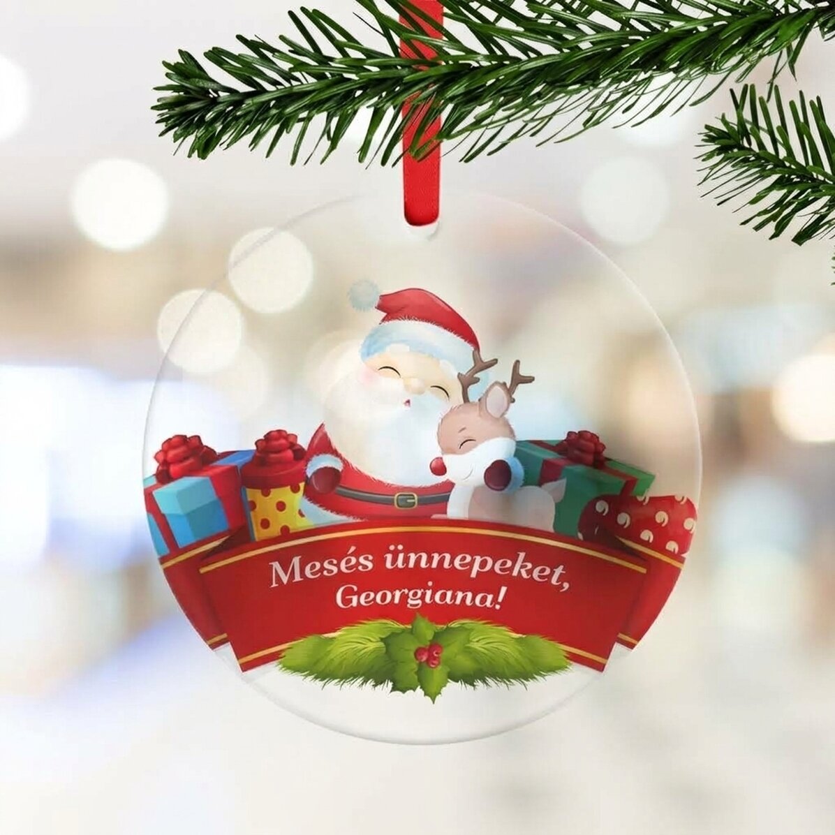 Személyre szabott, szöveggel ellátott kerek dísztárgy gyerekeknek