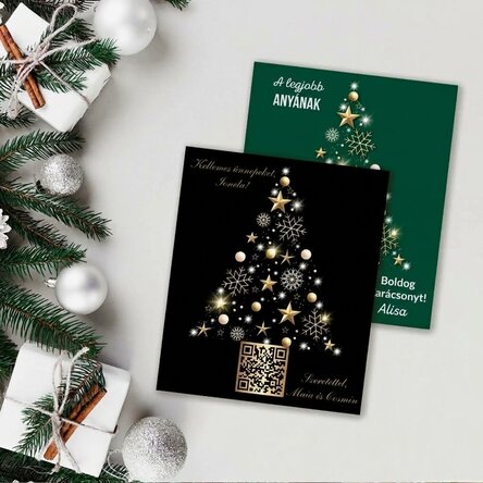 10x12 cm-es mágnes, QR-kóddal és karácsonyi üzenettel személyre szabva