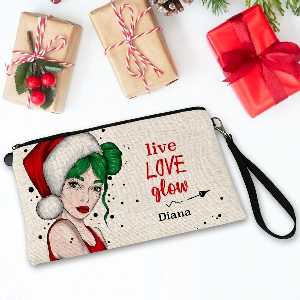 Személyre szabott sminkkészlet „Live Love Glow” felirattal