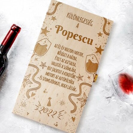 Személyre szabott borosdoboz két palackhoz üzenettel - Újév