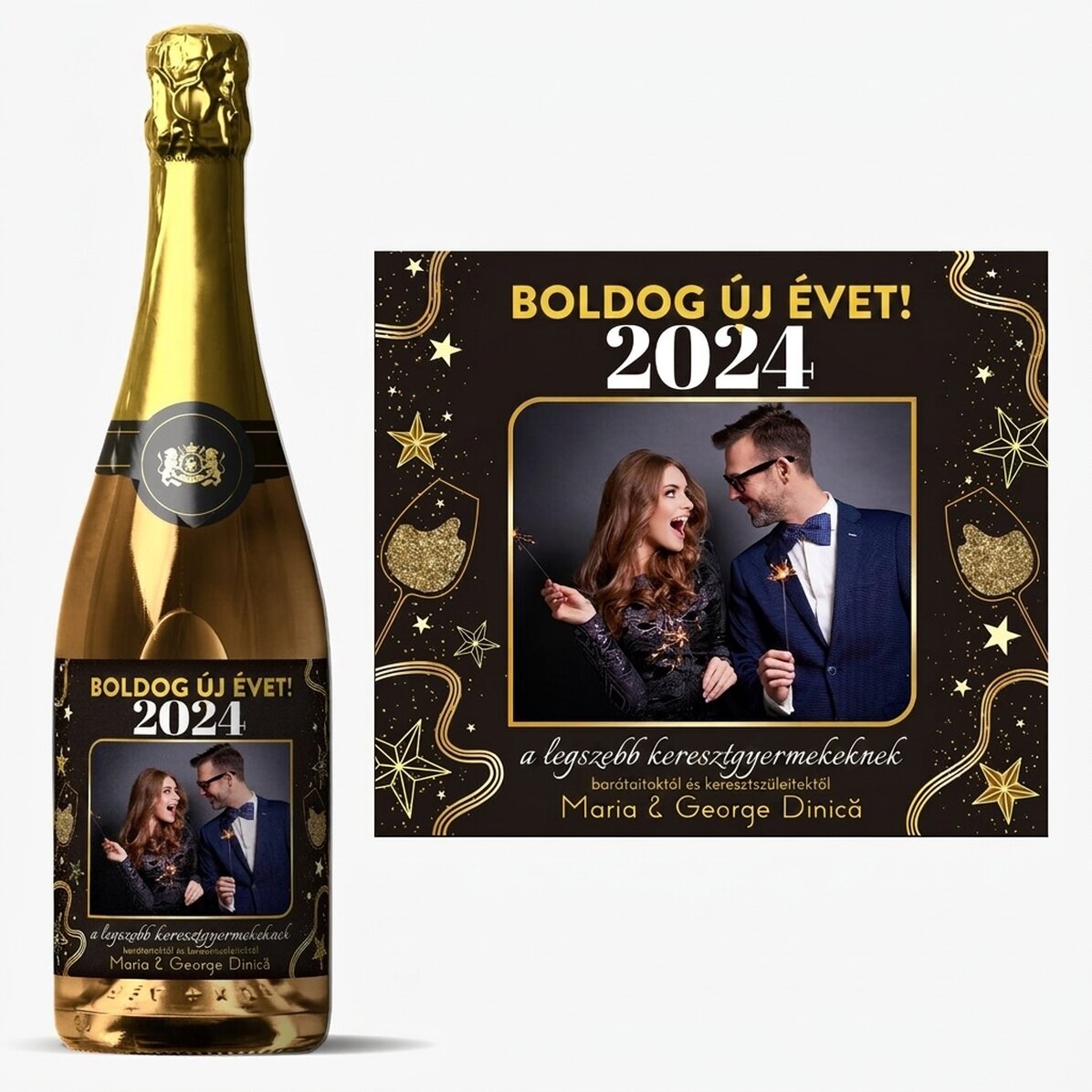 Személyre szabott pezsgő szöveggel és fotóval - Boldog születésnapot! 2024